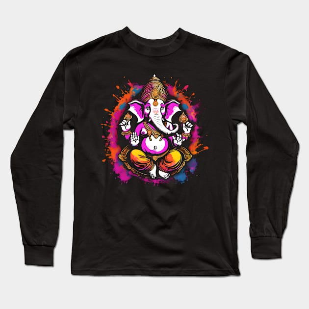 Ganapati Ganesh Chaturthi Elephant black Long Sleeve T-Shirt by Ravenglow